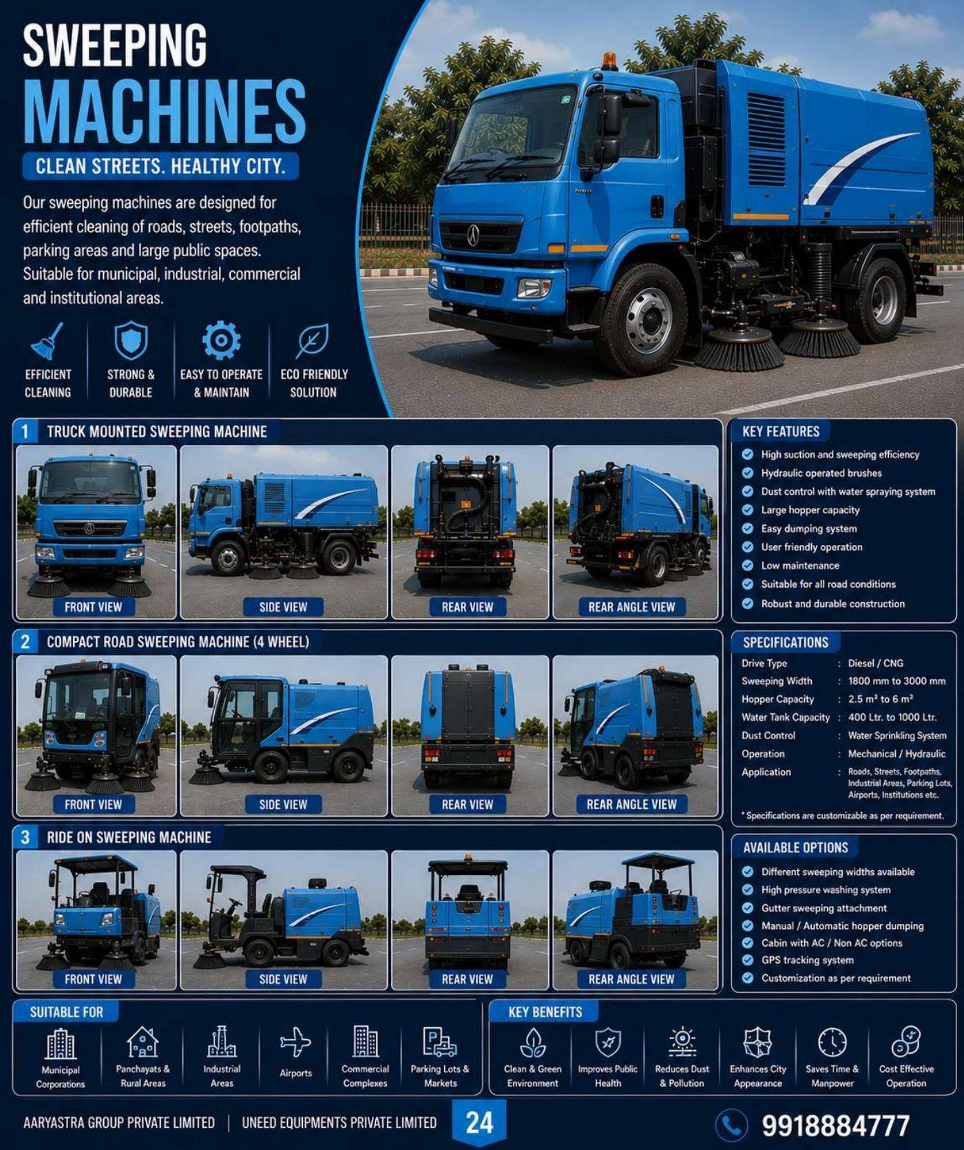 Catalogue sheet for Sweeping Machines